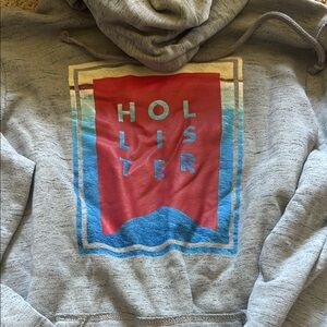 Hollister Gray Hoodie with Red and Blue Logo
